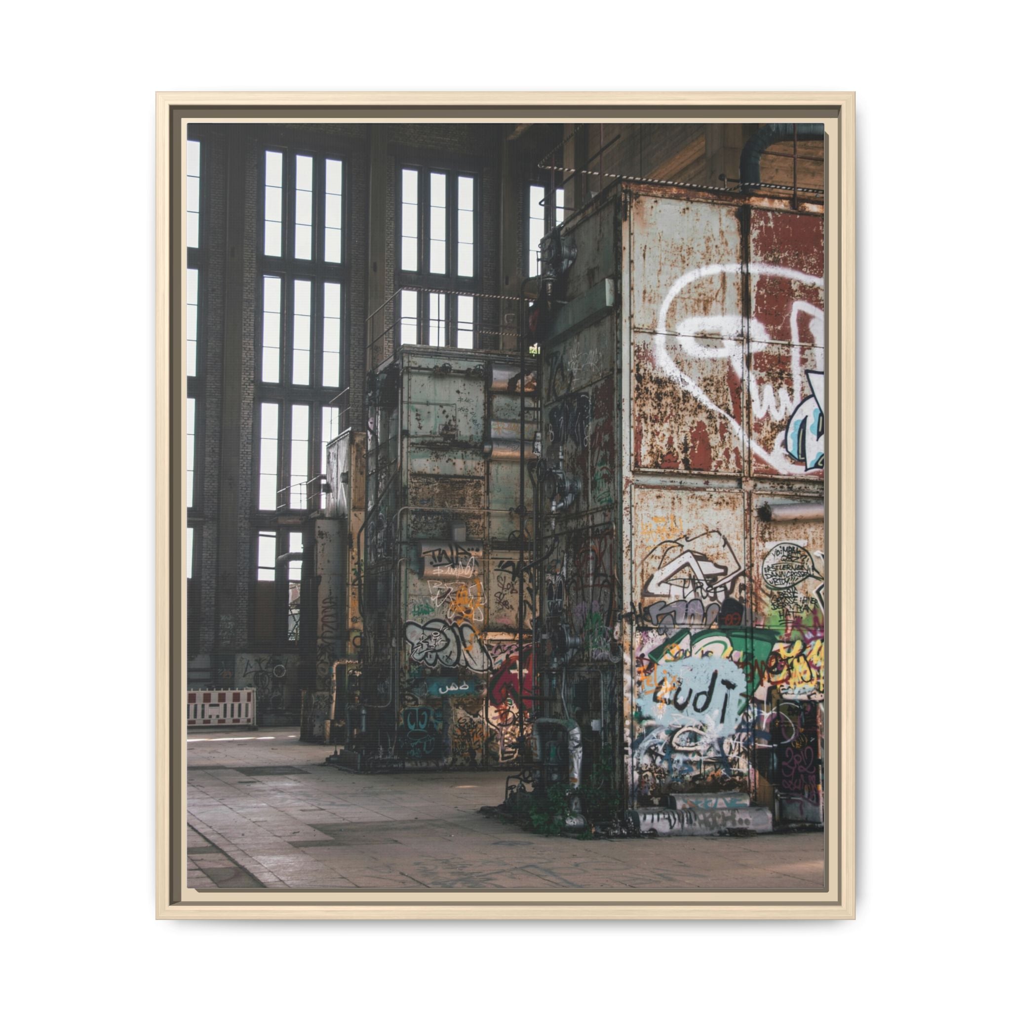 Urban Graffiti Ruins Matte Framed Canvas