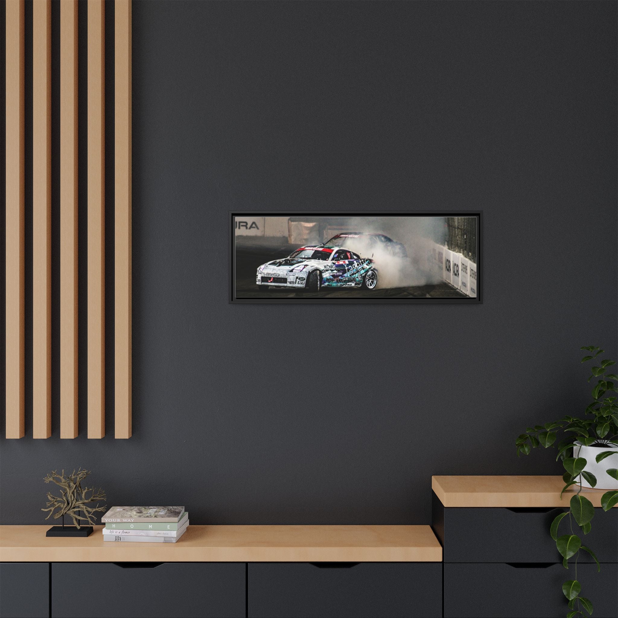 Drift Racing Canvas Print — Framed Matte Automotive Wall Art