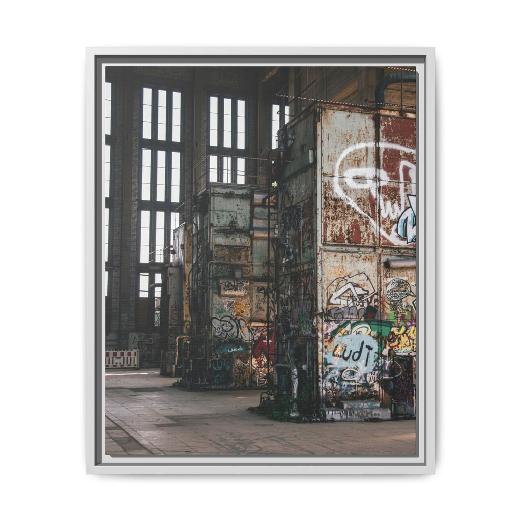 Urban Graffiti Ruins Matte Framed Canvas