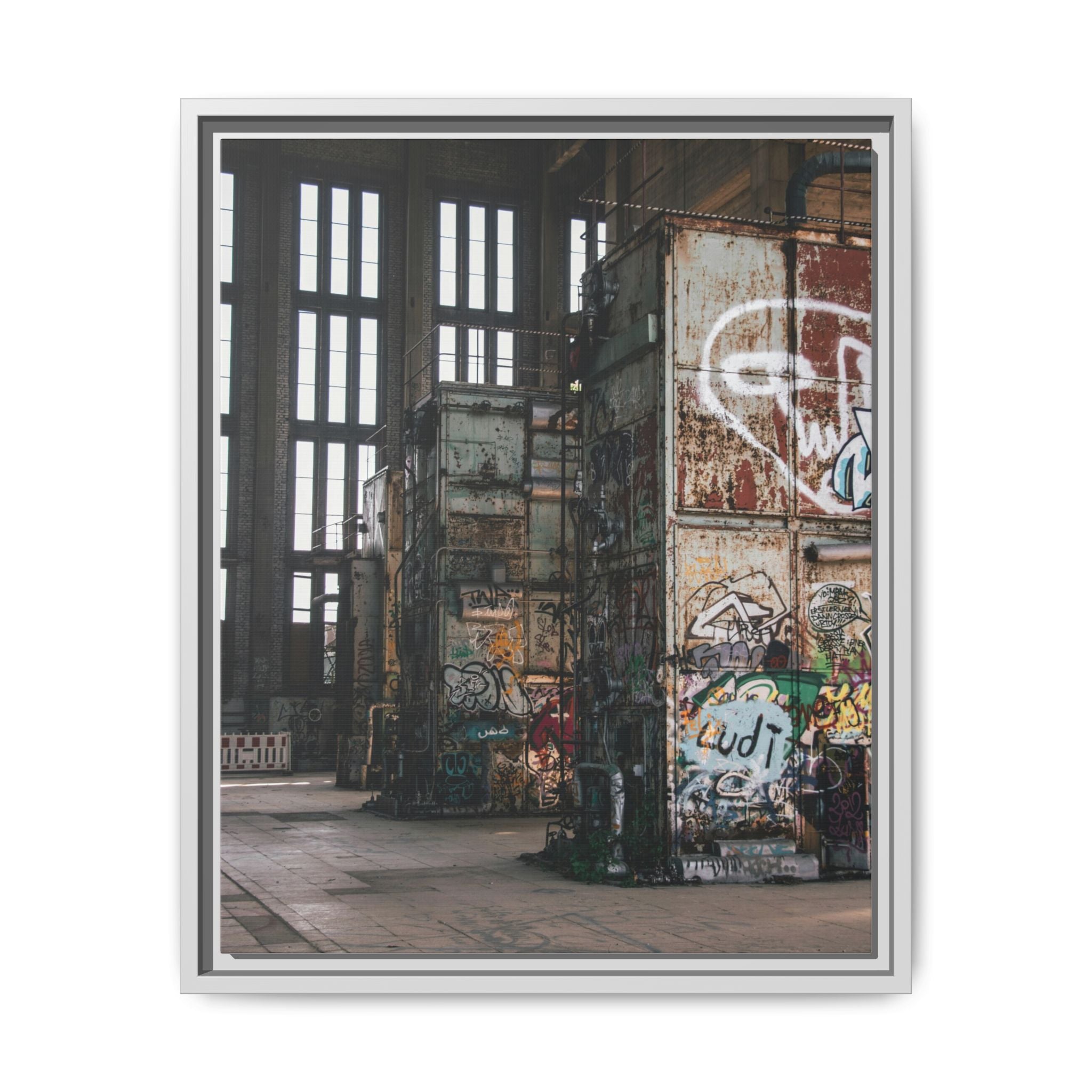 Urban Graffiti Ruins Matte Framed Canvas