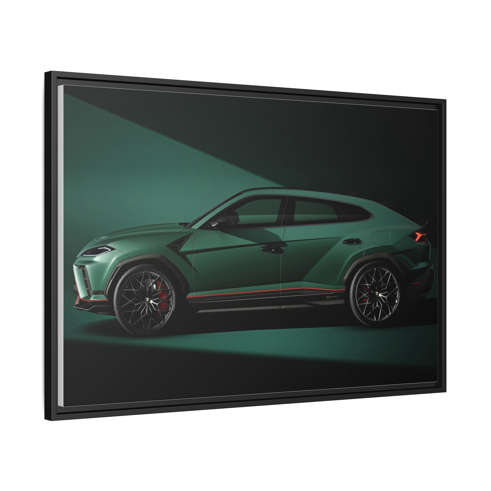 Framed Matte Canvas Print — Emerald Sports SUV Wall Art