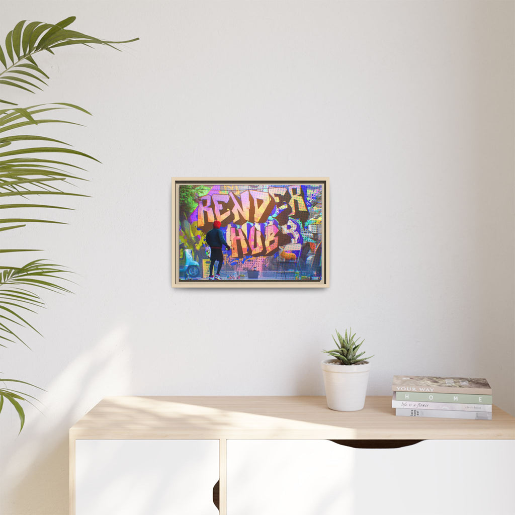 Graffiti Street Art Matte Canvas Framed Print — 'Render Hub' Urban Wall Decor