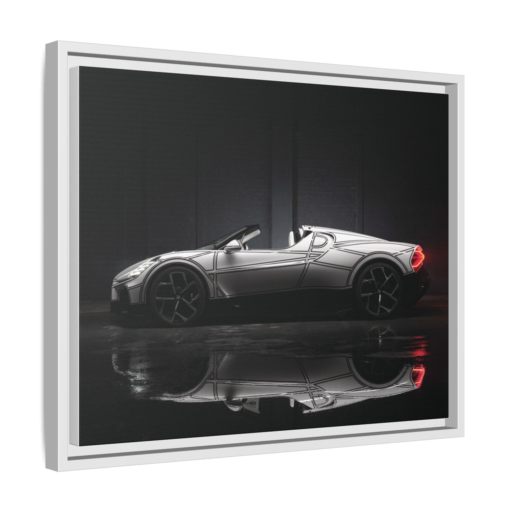 Framed Matte Canvas: Sleek Sports Car Reflection Wall Art