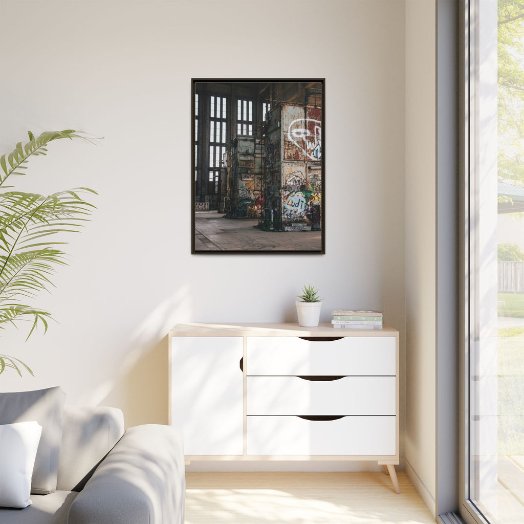 Urban Graffiti Ruins Matte Framed Canvas