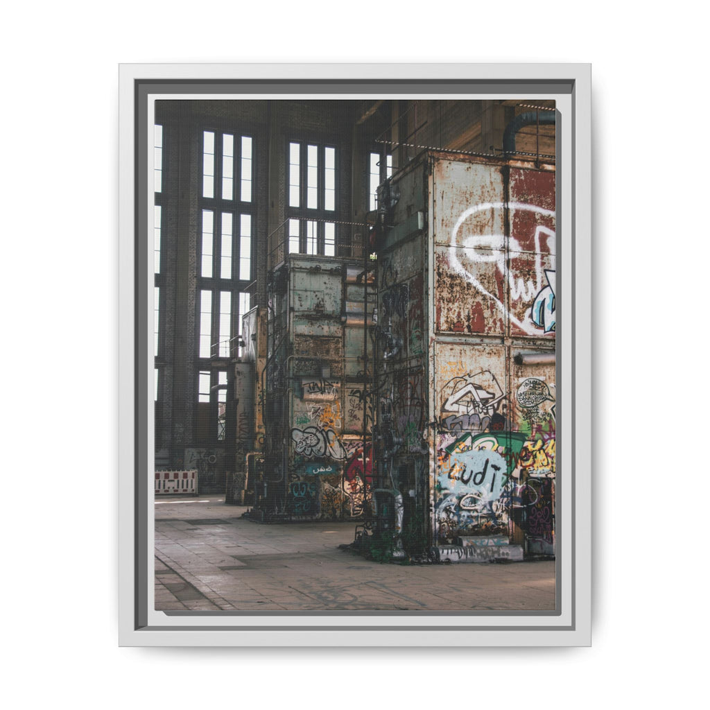 Urban Graffiti Ruins Matte Framed Canvas