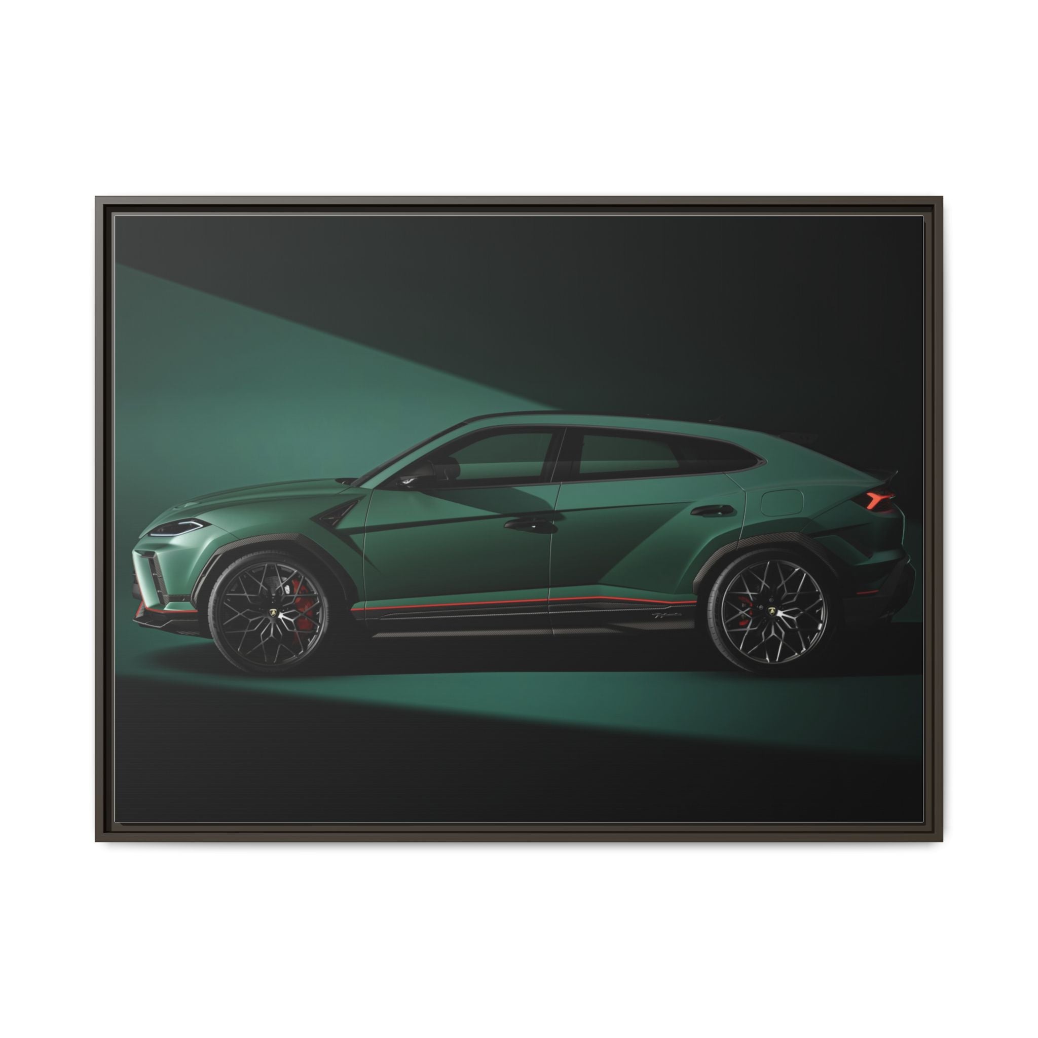 Framed Matte Canvas Print — Emerald Sports SUV Wall Art