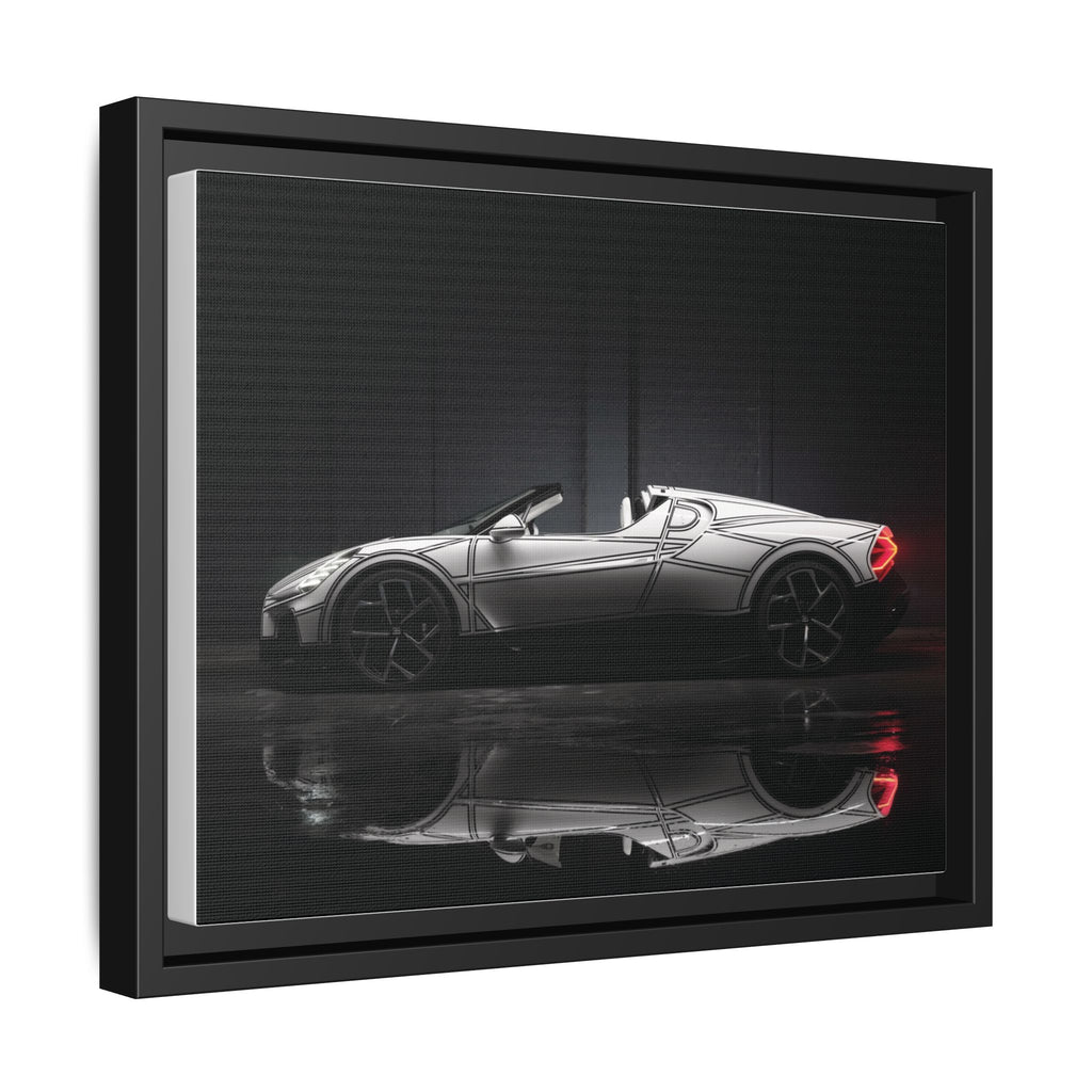 Framed Matte Canvas: Sleek Sports Car Reflection Wall Art