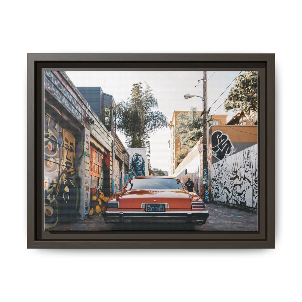 Vintage Chevrolet in Graffiti Alley — Framed Matte Canvas Wall Art