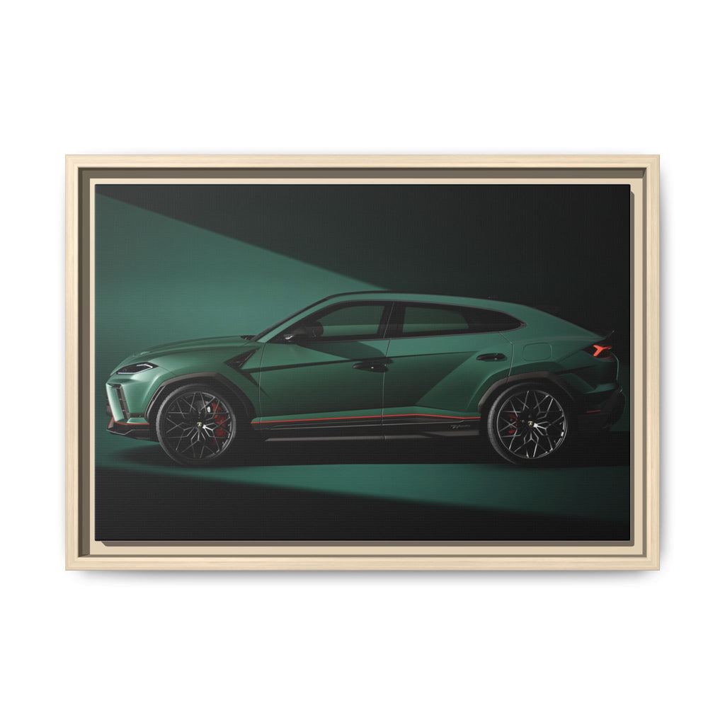 Framed Matte Canvas Print — Emerald Sports SUV Wall Art
