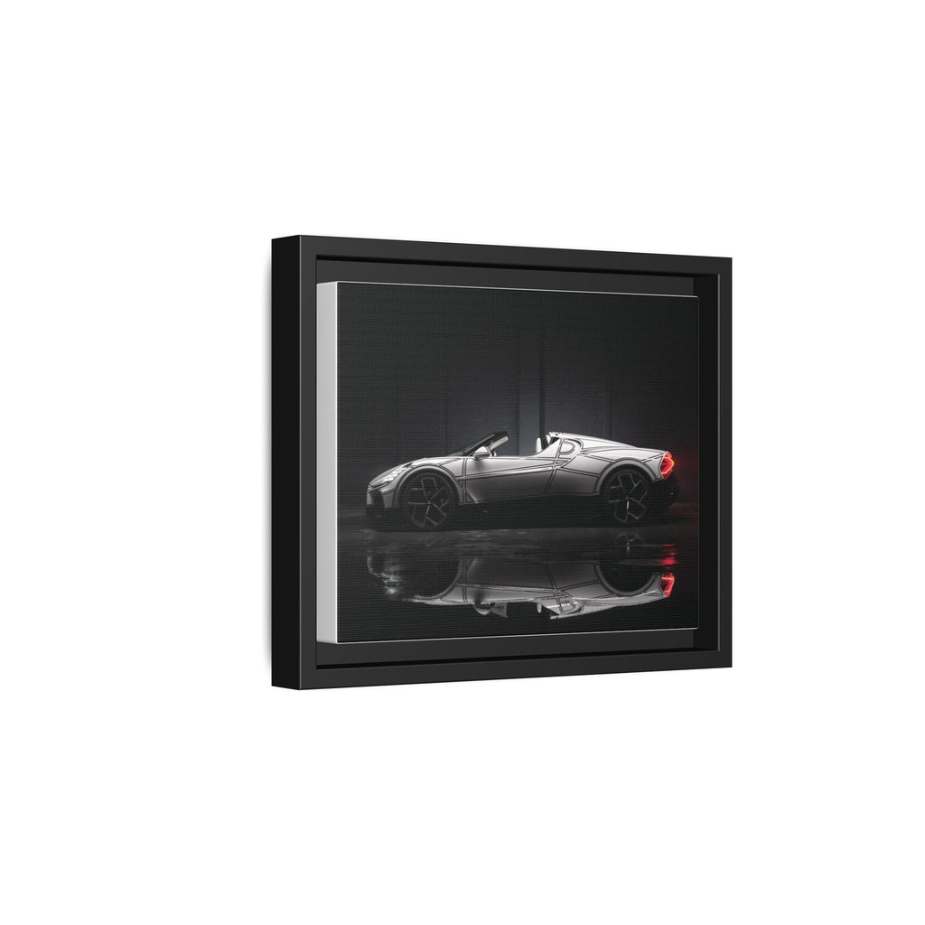Framed Matte Canvas: Sleek Sports Car Reflection Wall Art