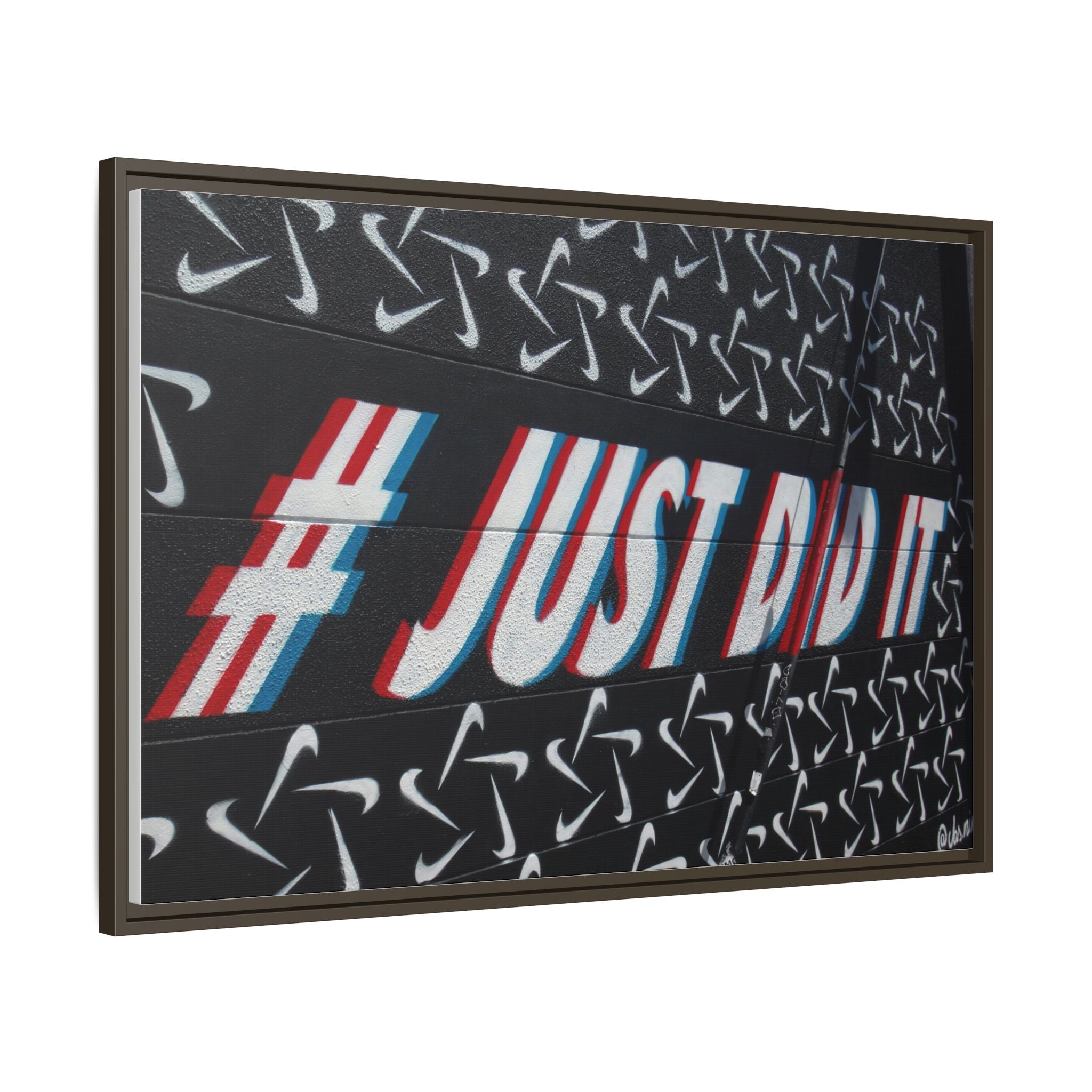 Framed Matte Canvas “#JUST DID IT” Street Art Print