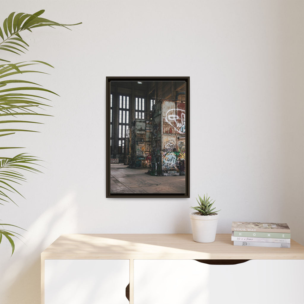 Urban Graffiti Ruins Matte Framed Canvas