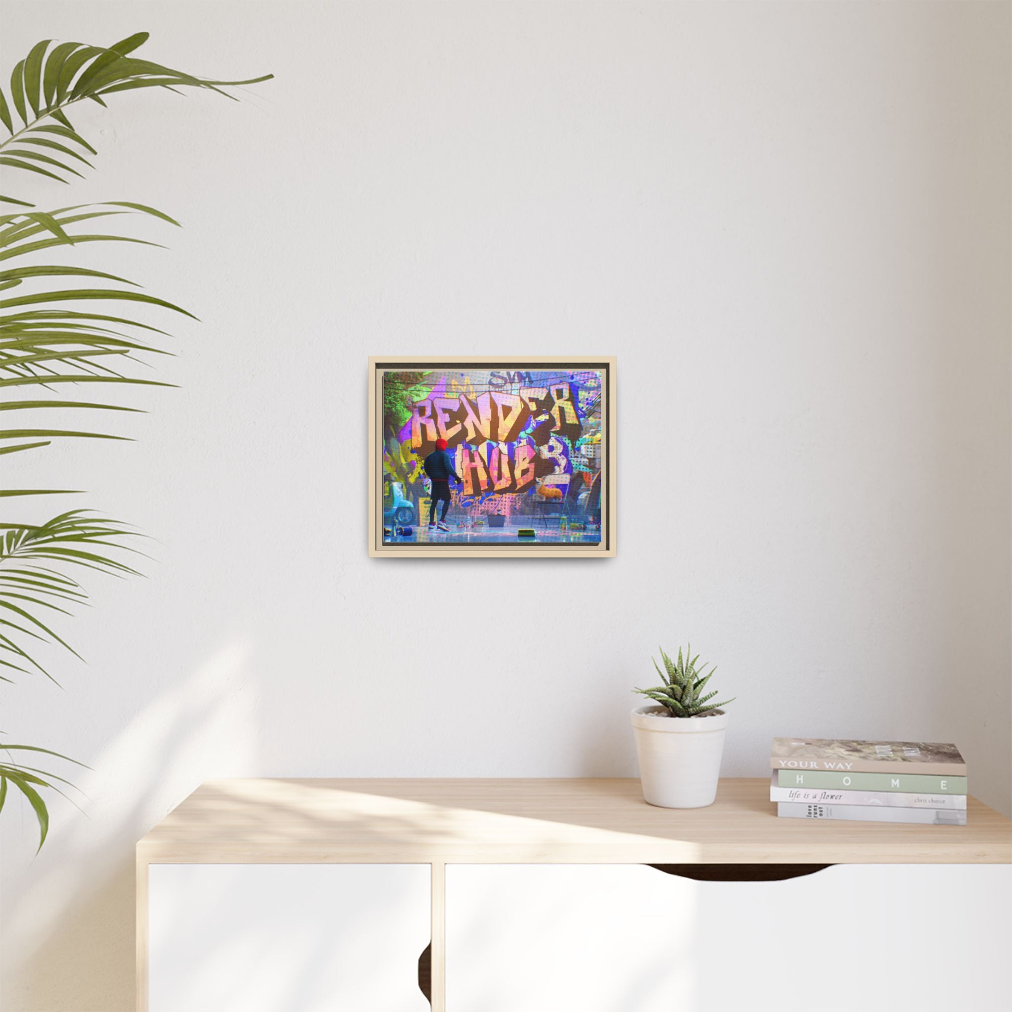 Graffiti Street Art Matte Canvas Framed Print — 'Render Hub' Urban Wall Decor
