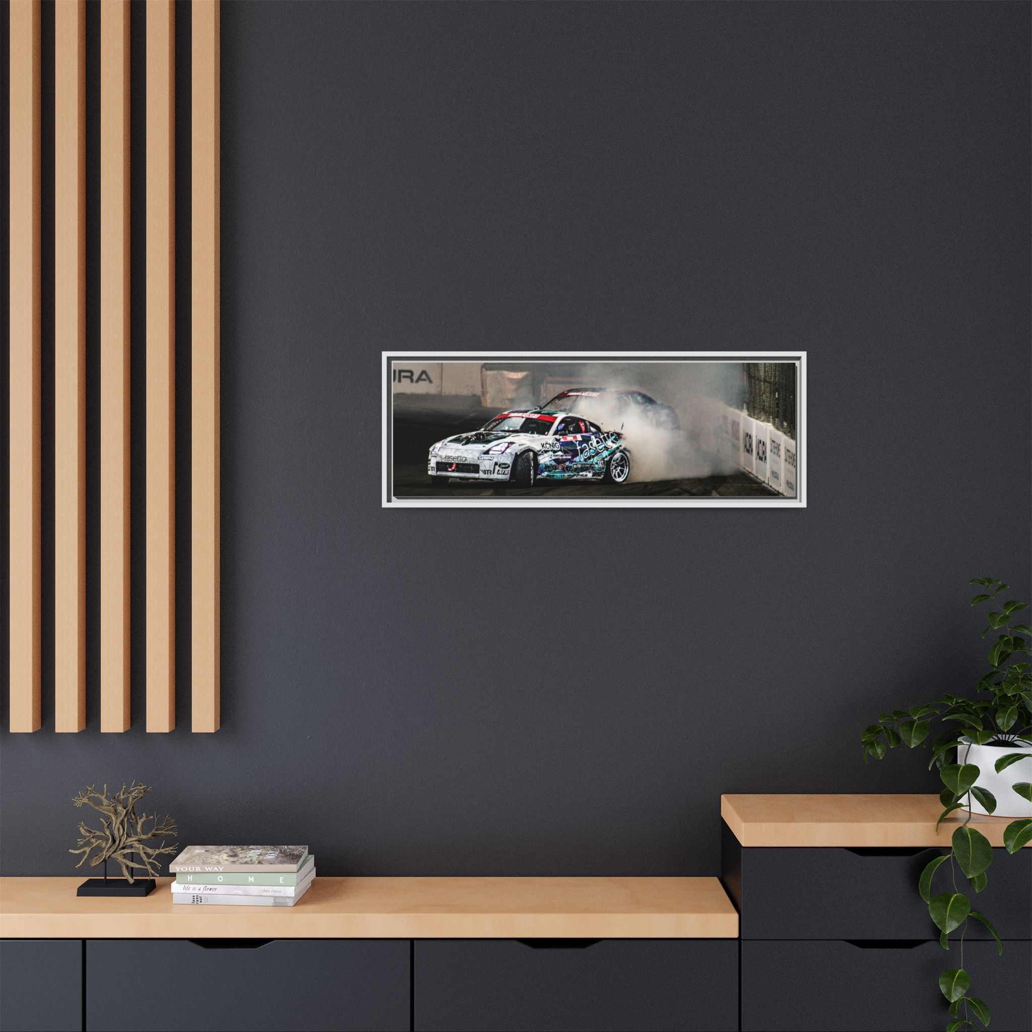Drift Racing Canvas Print — Framed Matte Automotive Wall Art