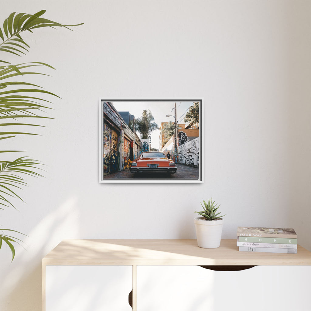Vintage Chevrolet in Graffiti Alley — Framed Matte Canvas Wall Art
