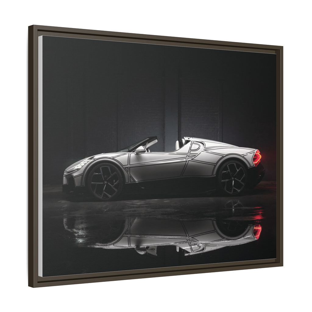 Framed Matte Canvas: Sleek Sports Car Reflection Wall Art