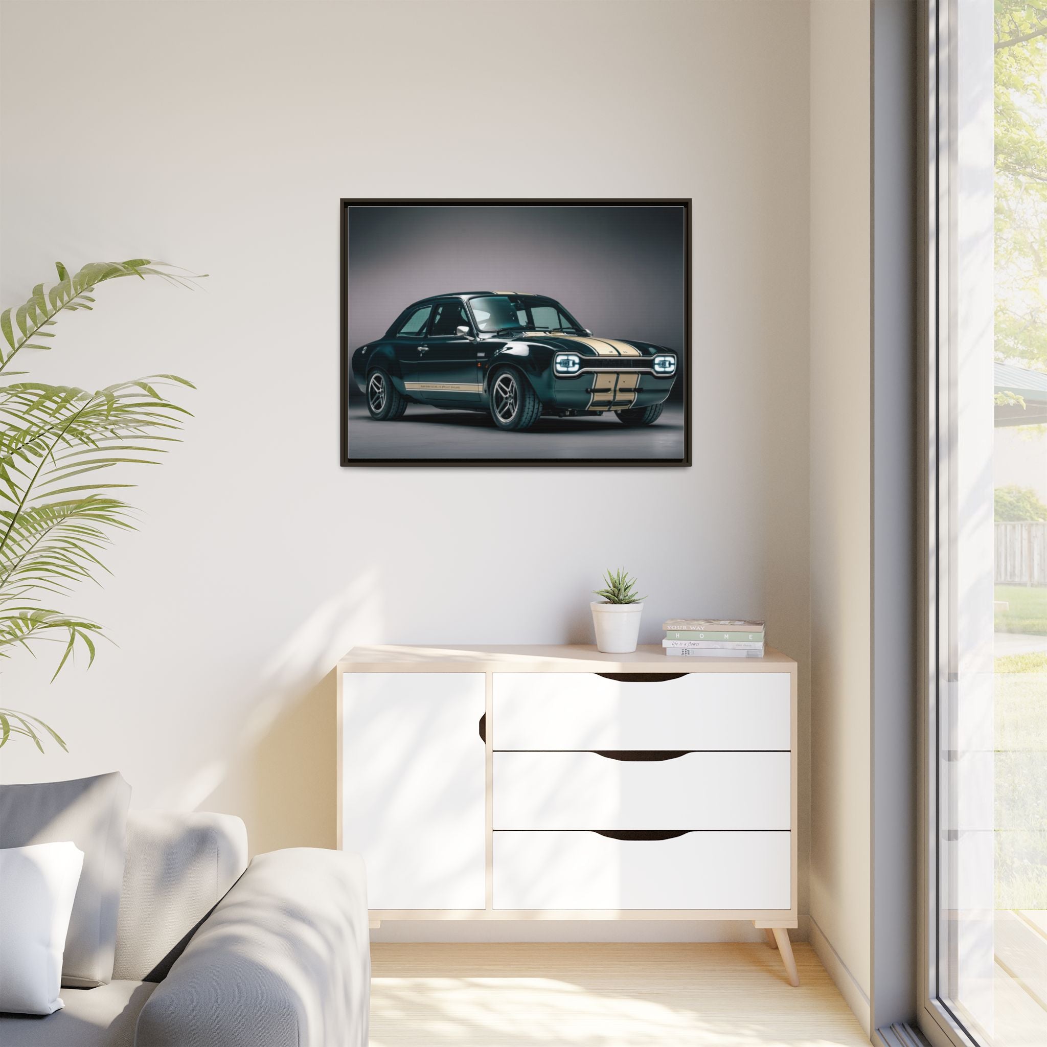 Framed Matte Canvas – Classic Retro Muscle Car Wall Art