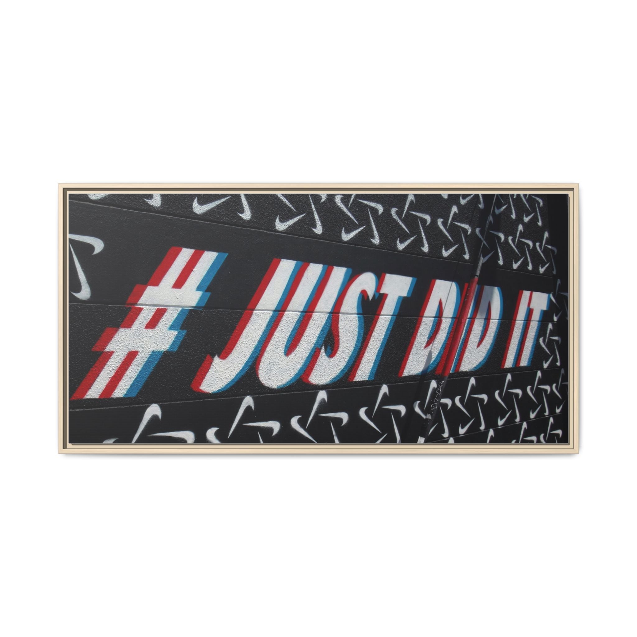 Framed Matte Canvas “#JUST DID IT” Street Art Print