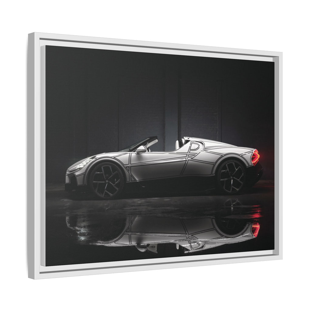 Framed Matte Canvas: Sleek Sports Car Reflection Wall Art