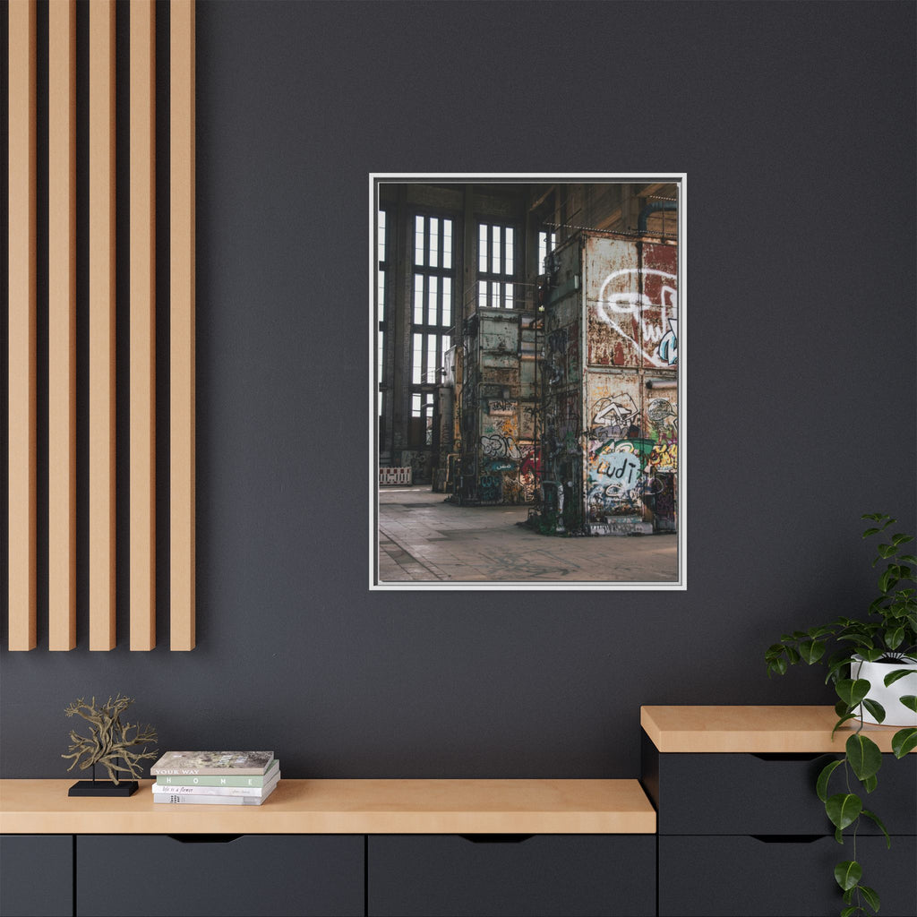 Urban Graffiti Ruins Matte Framed Canvas