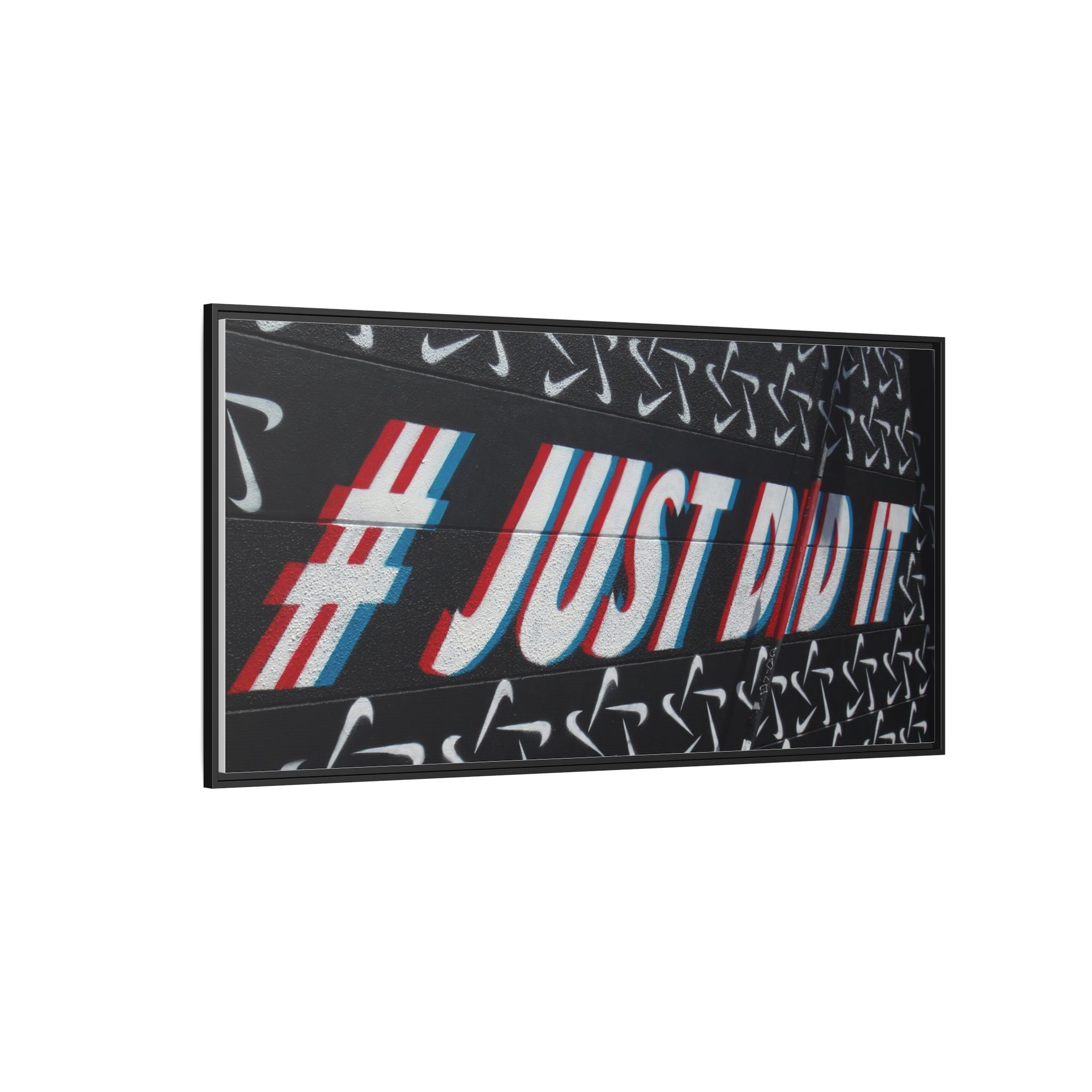 Framed Matte Canvas “#JUST DID IT” Street Art Print