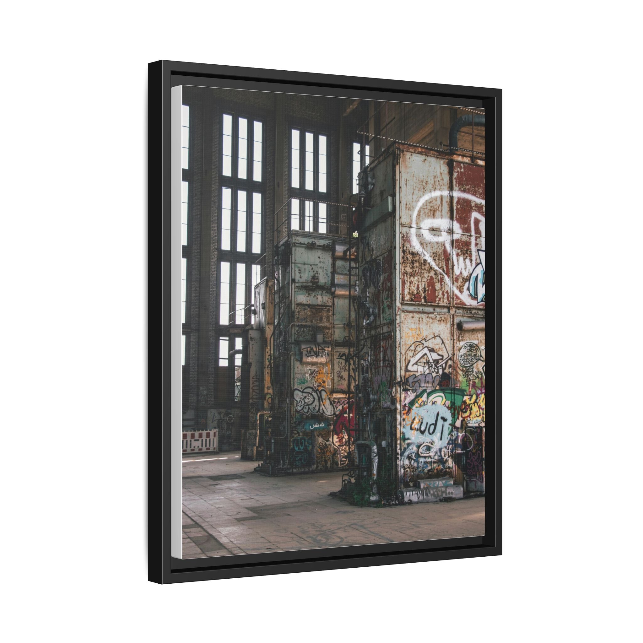 Urban Graffiti Ruins Matte Framed Canvas