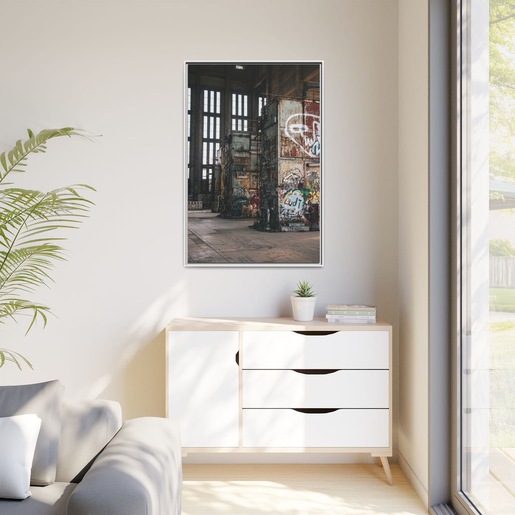 Urban Graffiti Ruins Matte Framed Canvas