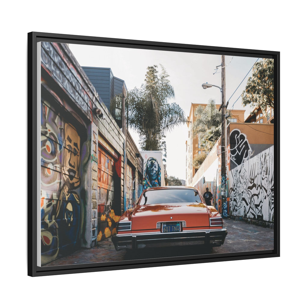Vintage Chevrolet in Graffiti Alley — Framed Matte Canvas Wall Art