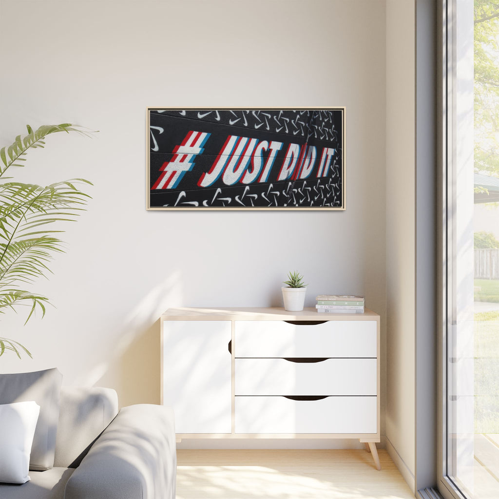 Framed Matte Canvas “#JUST DID IT” Street Art Print