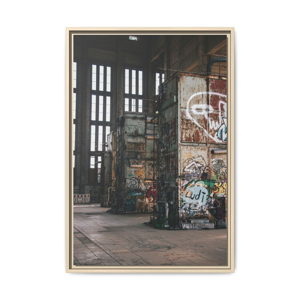 Urban Graffiti Ruins Matte Framed Canvas