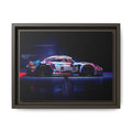 Framed Matte Canvas Print — Neon Racecar Wall Art