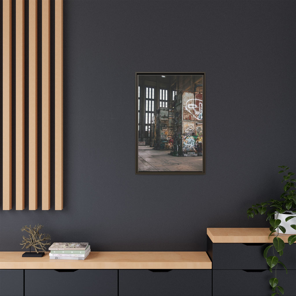 Urban Graffiti Ruins Matte Framed Canvas