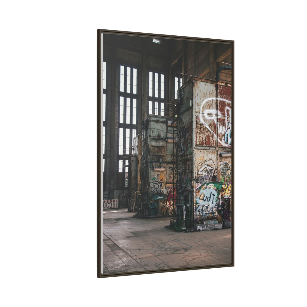 Urban Graffiti Ruins Matte Framed Canvas