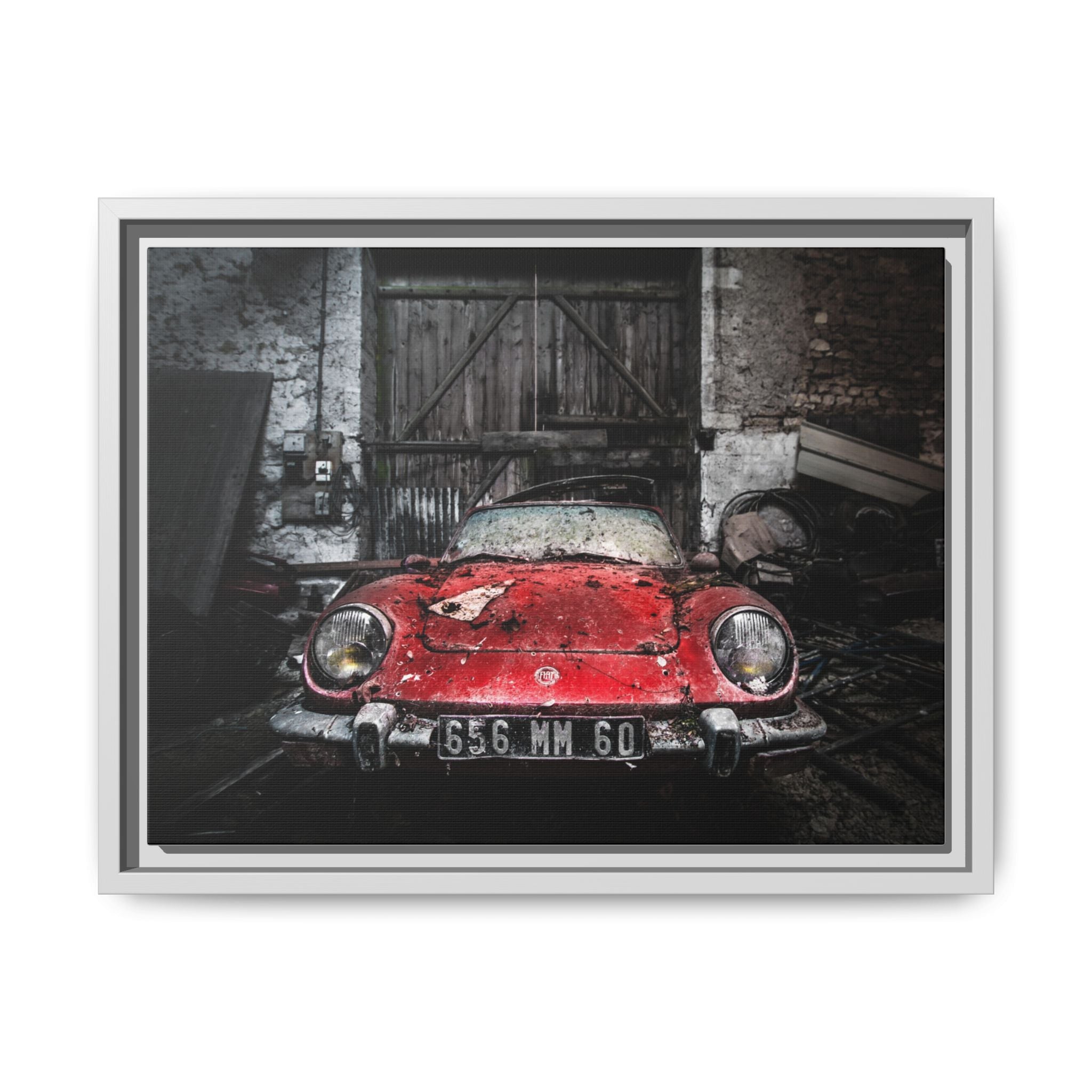Vintage Red Sports Car Matte Canvas Art — Framed Automotive Wall Decor