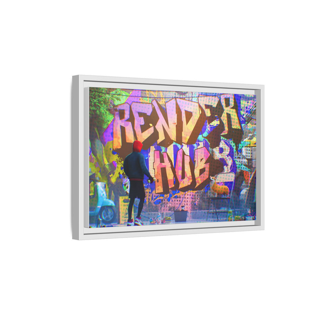 Graffiti Street Art Matte Canvas Framed Print — 'Render Hub' Urban Wall Decor