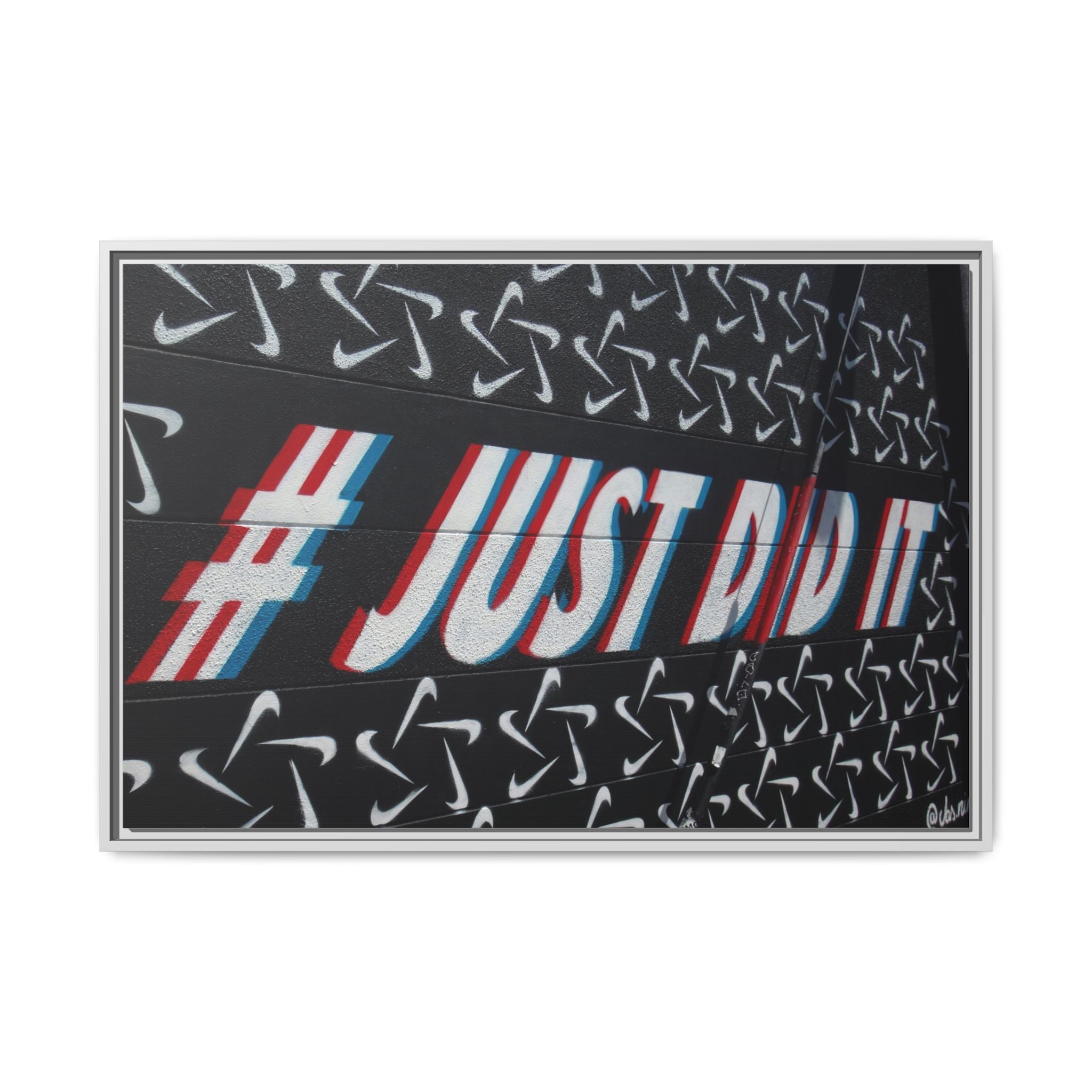 Framed Matte Canvas “#JUST DID IT” Street Art Print