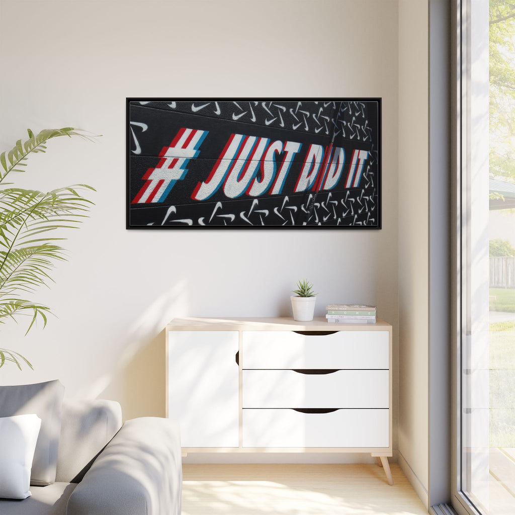 Framed Matte Canvas “#JUST DID IT” Street Art Print