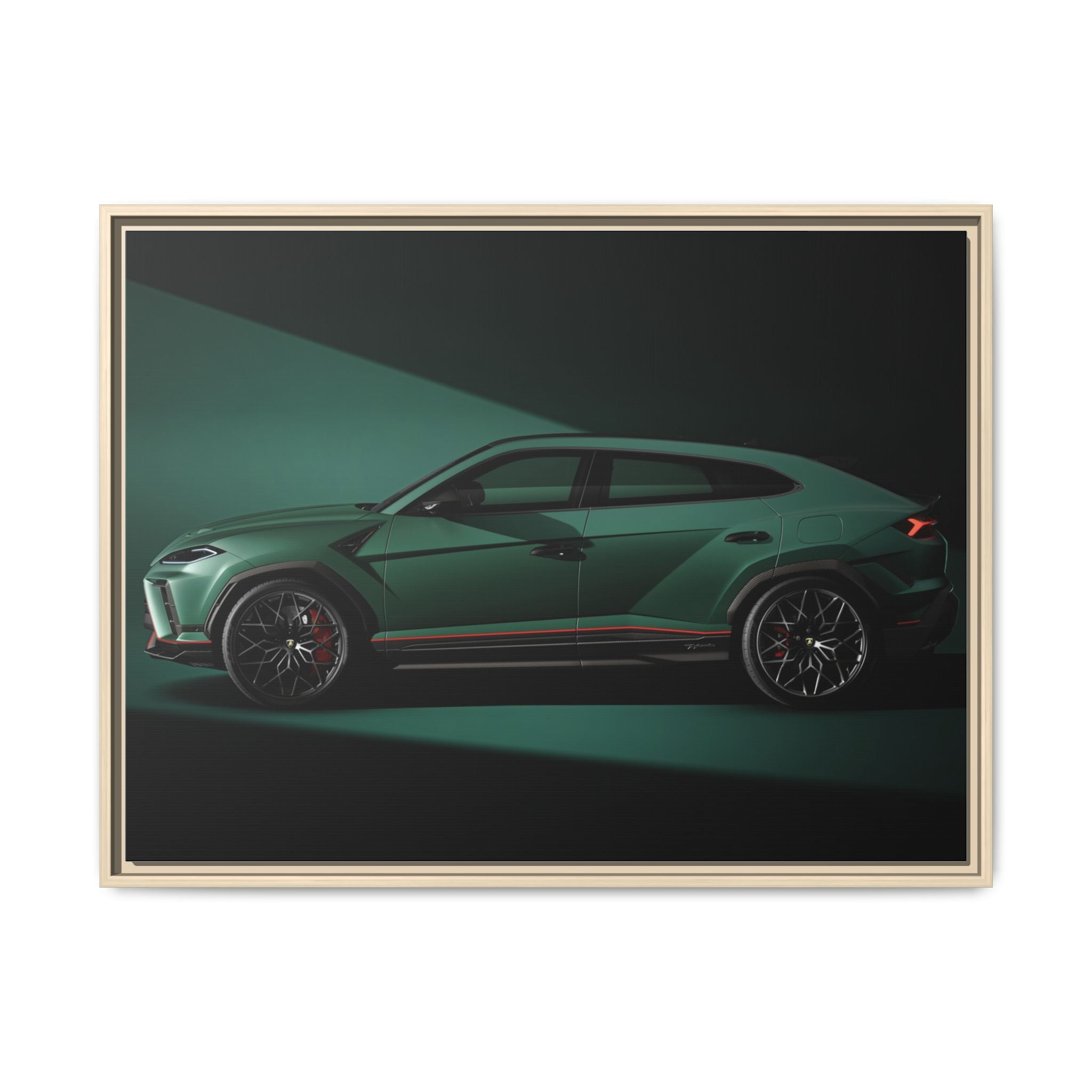 Framed Matte Canvas Print — Emerald Sports SUV Wall Art