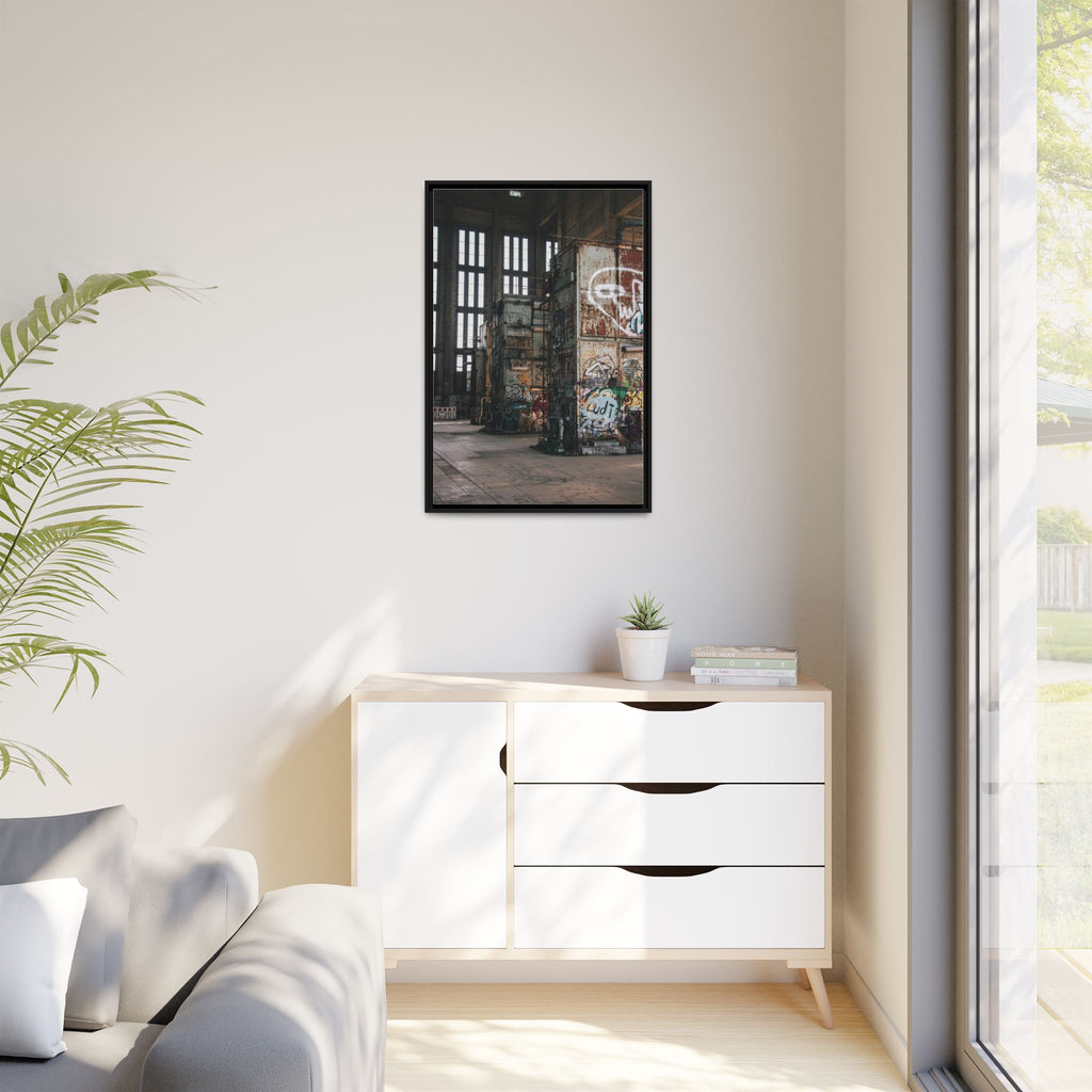 Urban Graffiti Ruins Matte Framed Canvas