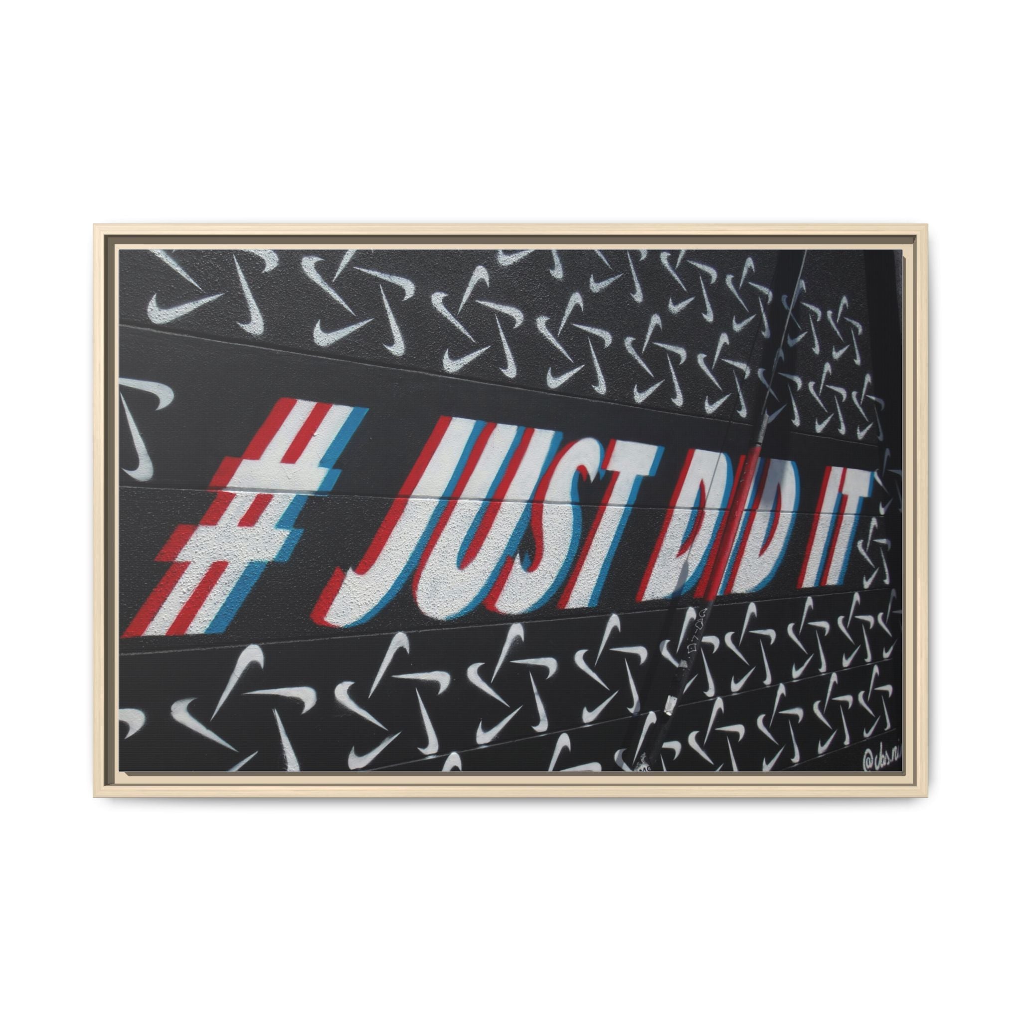 Framed Matte Canvas “#JUST DID IT” Street Art Print