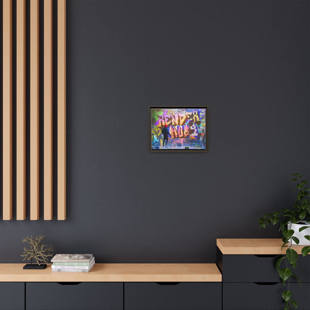 Graffiti Street Art Matte Canvas Framed Print — 'Render Hub' Urban Wall Decor