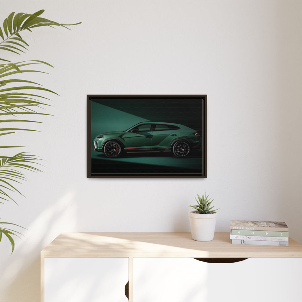 Framed Matte Canvas Print — Emerald Sports SUV Wall Art