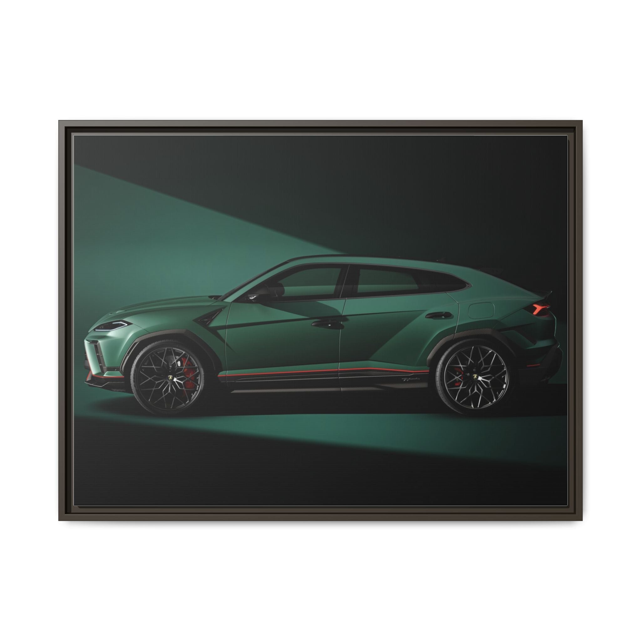 Framed Matte Canvas Print — Emerald Sports SUV Wall Art