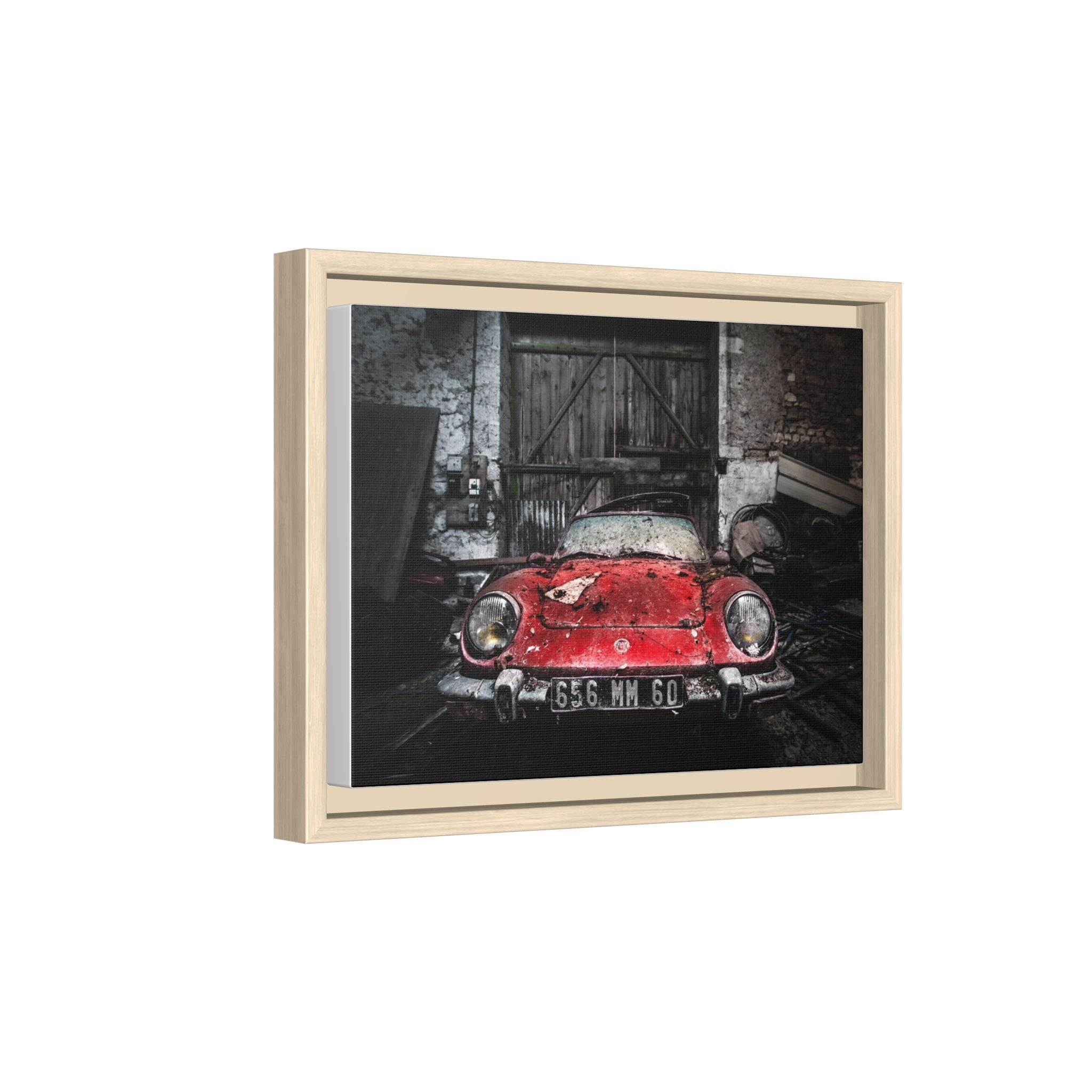 Vintage Red Sports Car Matte Canvas Art — Framed Automotive Wall Decor