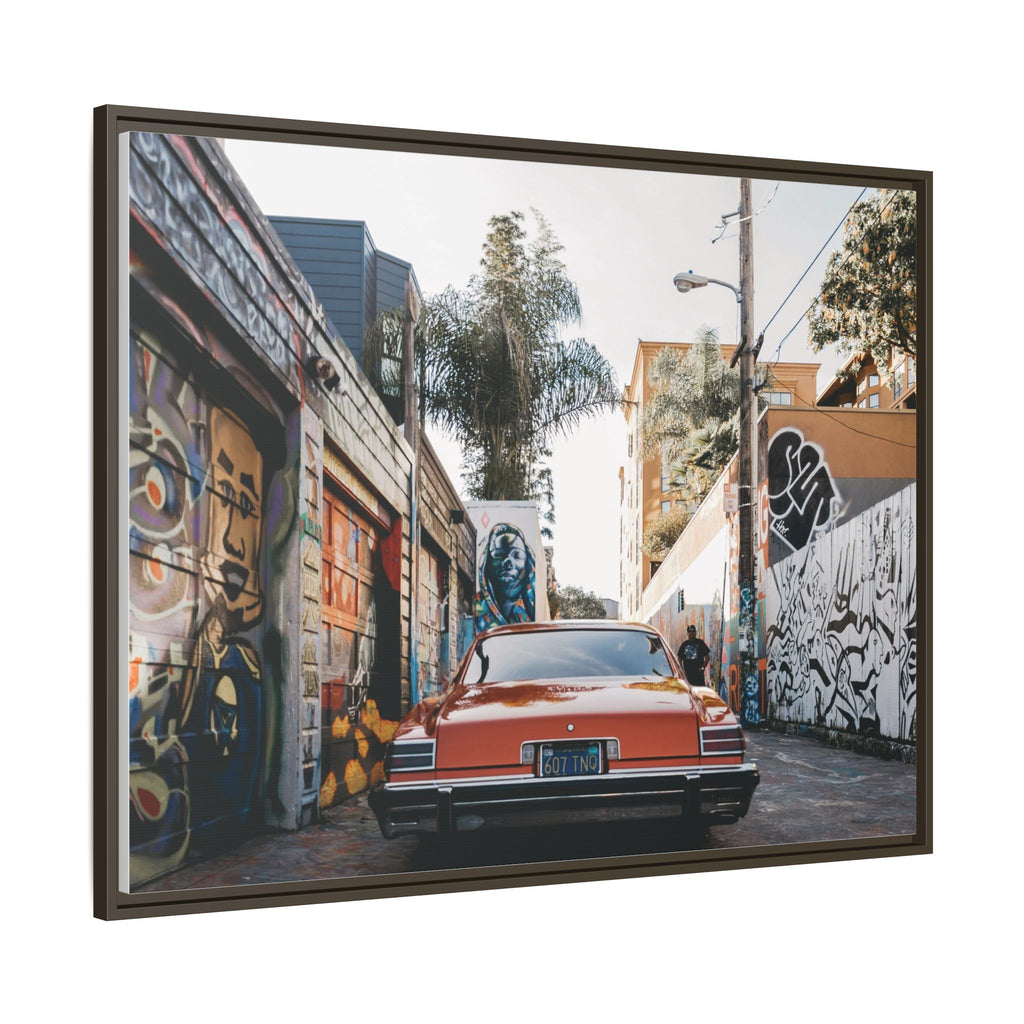 Vintage Chevrolet in Graffiti Alley — Framed Matte Canvas Wall Art