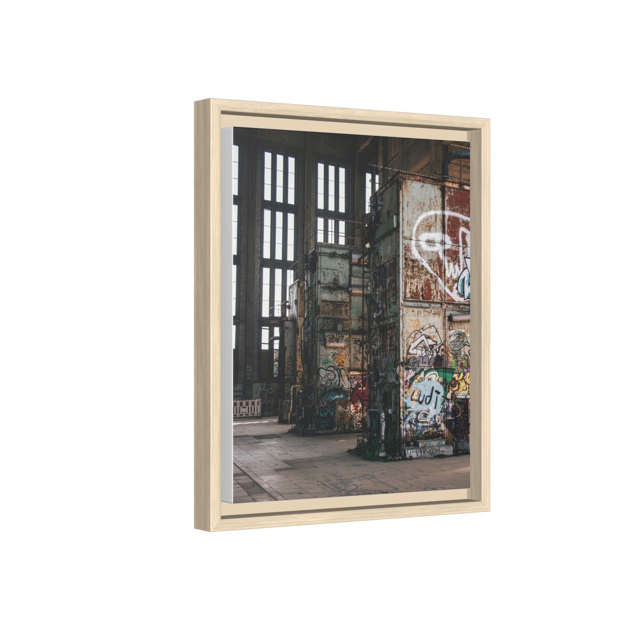 Urban Graffiti Ruins Matte Framed Canvas