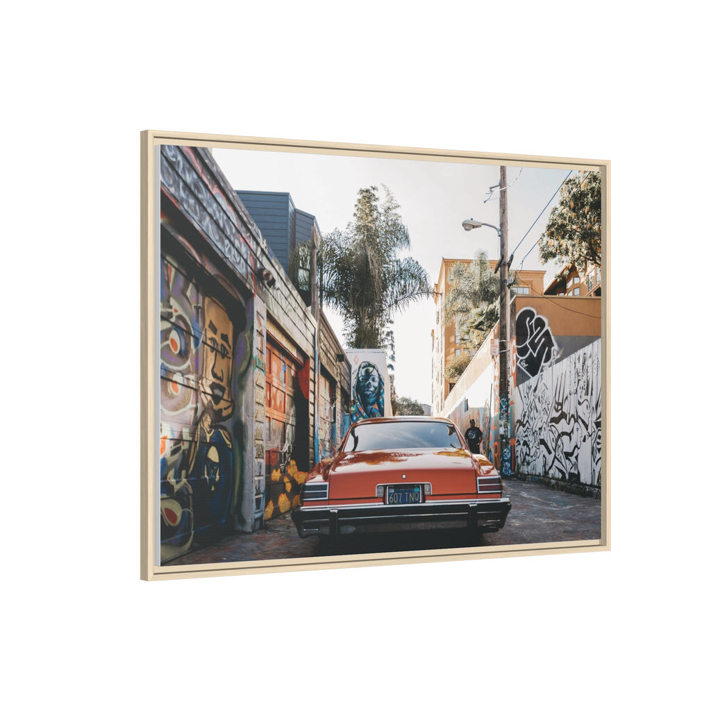 Vintage Chevrolet in Graffiti Alley — Framed Matte Canvas Wall Art
