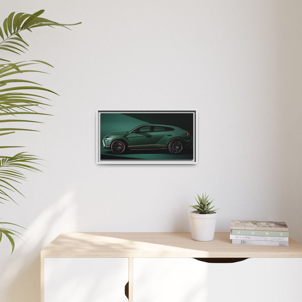 Framed Matte Canvas Print — Emerald Sports SUV Wall Art