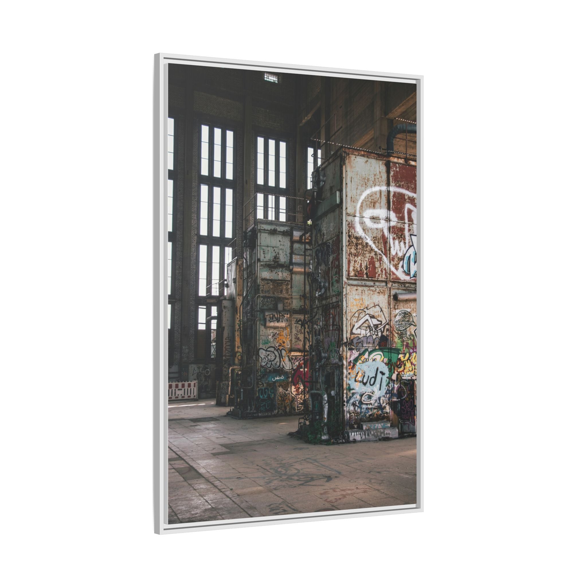 Urban Graffiti Ruins Matte Framed Canvas