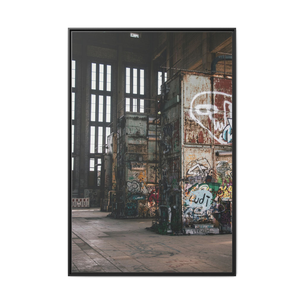 Urban Graffiti Ruins Matte Framed Canvas